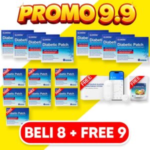 PAKEJ PROMO MERDEKA 9.9 (8 KOTAK GLUVERA FREE 7 KOTAK GLUVERA + FREE 1 OTTAI GLUCOSE METER + FREE 1 POUCH GLUVERA TEA)